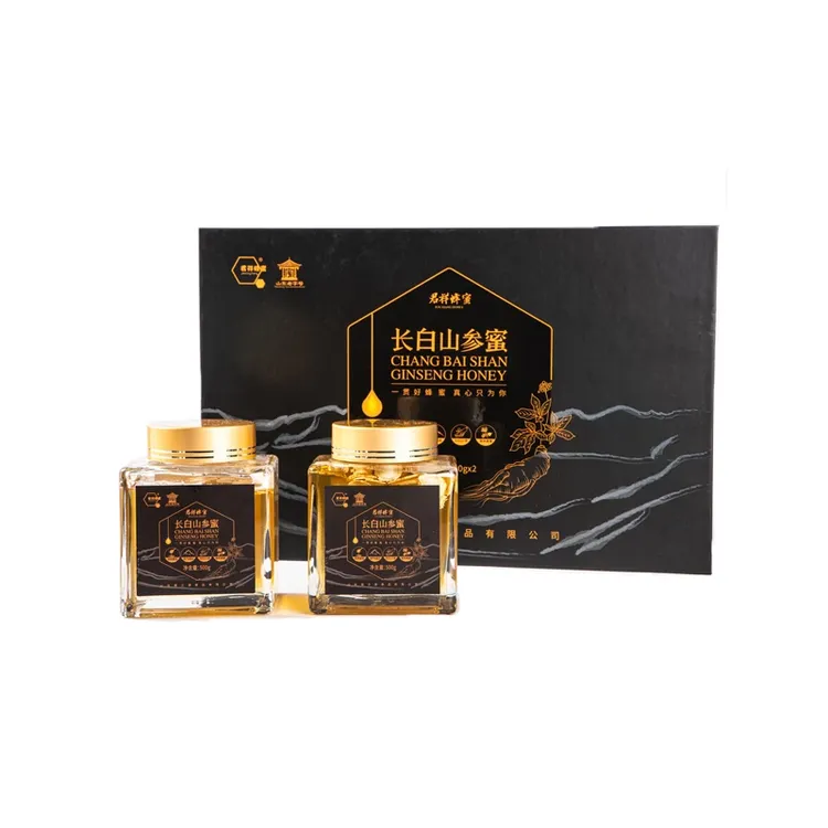 长白山自然优质营养椴树蜜人参蜂蜜500g/瓶长白山山参东北椴树蜜