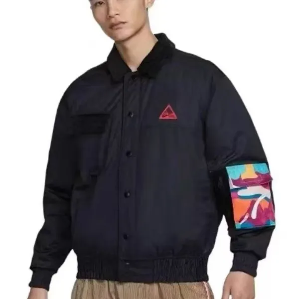 耐克春秋季翻领印花宽松型棉衣排扣运动夹克棉衣外套DV9878-010