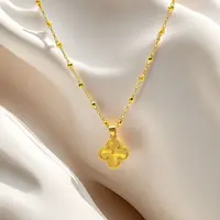 铜合金项链 新中式四叶花项链爆款时尚气质设计感锁骨链新款潮