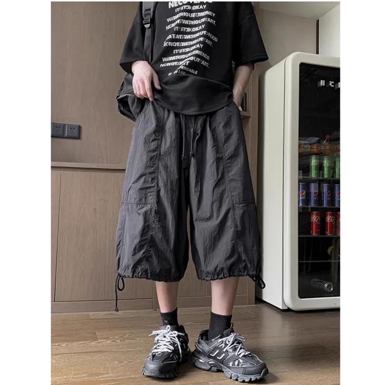 美式7七分裤男款夏季薄款裤子休闲宽松8八分裤山本风阔腿工装短裤