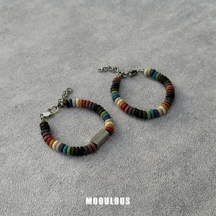 钛钢手链 秋冬高级彩色小众手链男女时尚气质手饰简约情侣手链