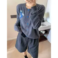 3435【立体花朵提花开衫】秋季新款毛衣外套宽松慵懒风针织上衣外穿