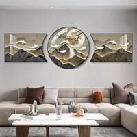 珠联璧合异形装饰画风轻奢山川风景客厅沙发手工晶瓷装饰挂画