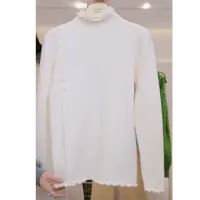 丨秋冬新款白色休闲百搭长袖设计感针织打底衫 8829