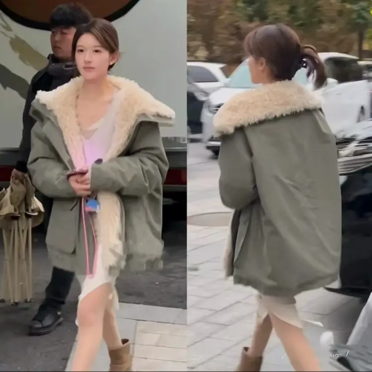 ZHCK【露丝同款】现货加绒派克服大毛领2025新款时尚加厚保暖外套女