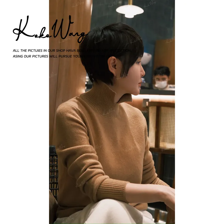 KOKO WANG 秋冬慵懒风柔暖100羊毛剪刀领针织羊毛衫X4225J05Z52