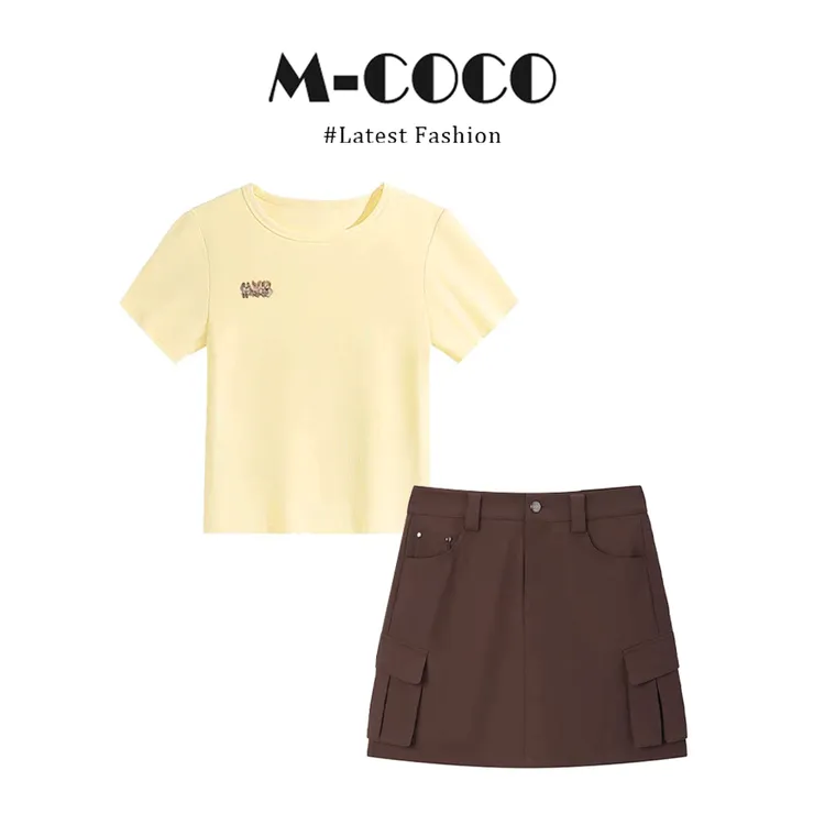 MARIE.COCO美式复古甜妹套装夏季百搭显瘦字母短袖短裙休闲两件套