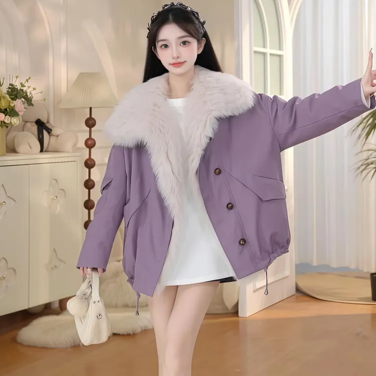 海宁女装高档仿狐狸毛环保皮草千金中长款毛毛外套加厚加绒派克服