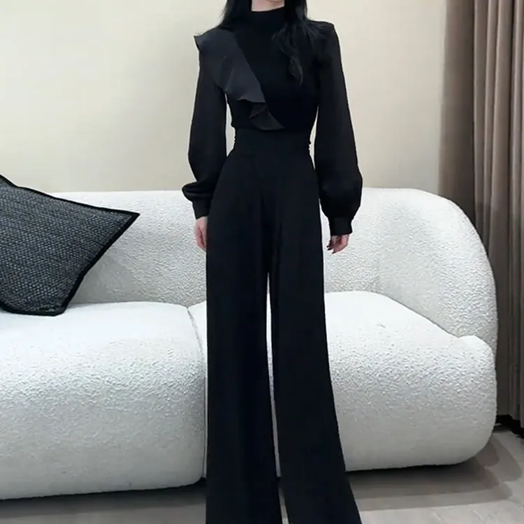 时尚高级感法式套装女2025秋季新款洋气炸街半高领上衣休闲两件套