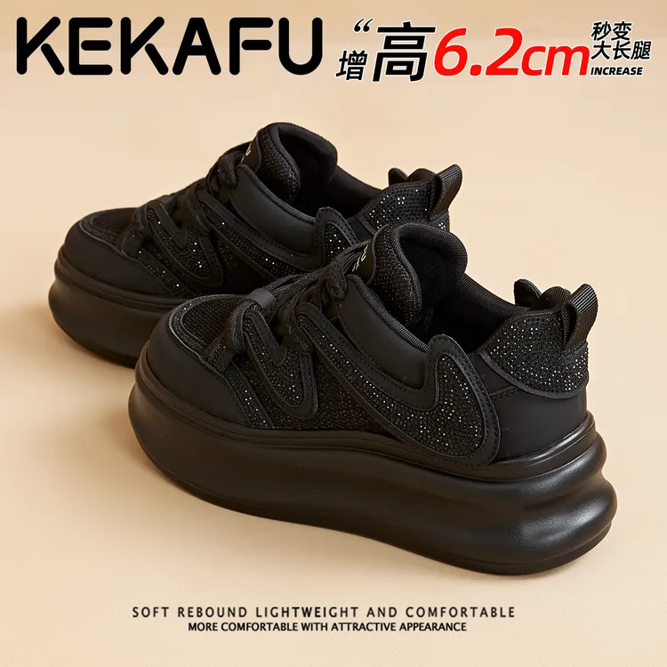 珂卡芙增高厚底老爹鞋专柜正品透气休闲运动鞋2025新款秋季松糕鞋