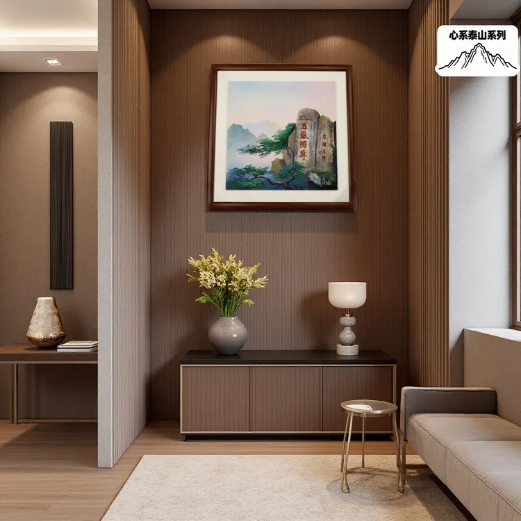 【心系泰山】40F系列入户手工立体玉石画公司潮居门厅泰山风景挂画