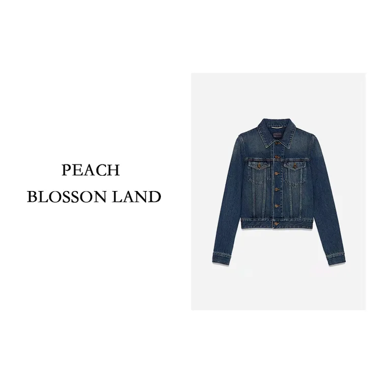 菊花  高端定制 女士复古深蓝色经典牛仔夹克外套GD66001