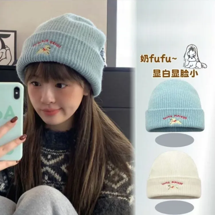 可爱小狗秋冬保暖显脸小新款秋冬护耳帽百搭冷帽