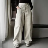 POPULARYW【泊度】秋冬厚款加绒休闲百搭纯色宽松弯刀裤
