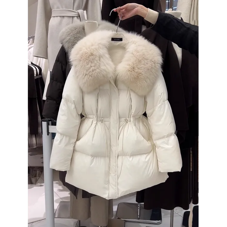 2025女冬季独特超好看时尚大毛领收腰显瘦棉服中长款保暖百搭外套