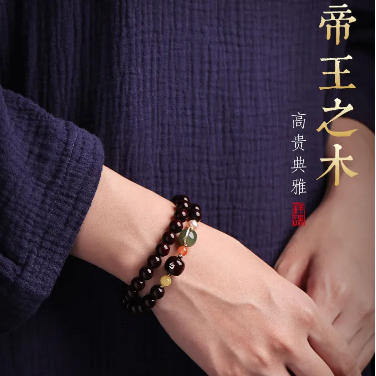 印度小叶紫檀手串双圈佛珠生肖女款高端礼物本命年多宝手链新款