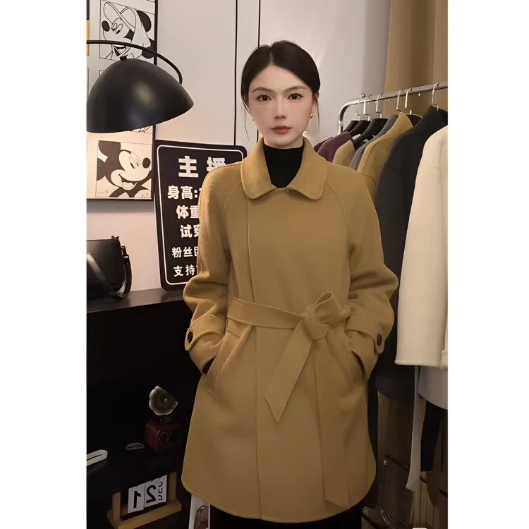 中长款双面羊毛大衣时尚百搭修身显瘦轻奢高级感双面呢大衣8931