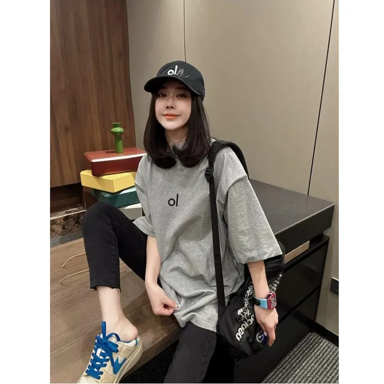 灰色短袖T恤女2025新款立体alogo高版本运动时尚潮纯棉印花上衣