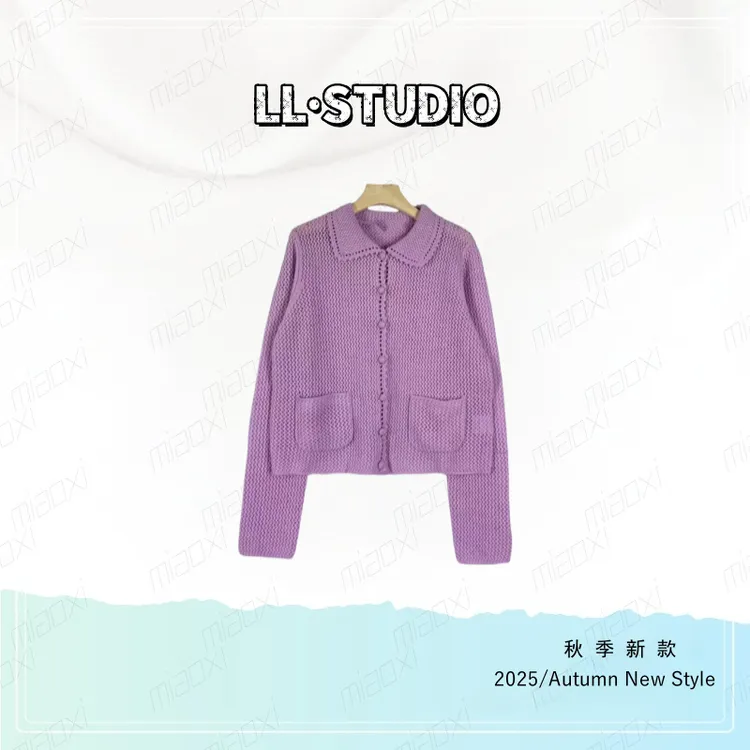 妙兮·LL秋季新款时尚气质百搭设计款镂空中式针织上衣*20252117