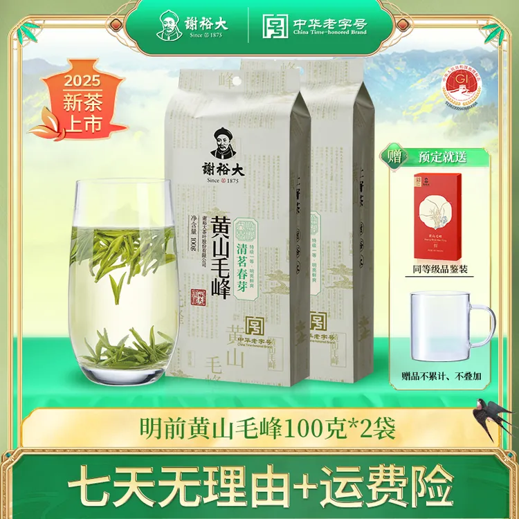 【2025新茶】谢裕大明前头采黄山毛峰清茗春芽100g自饮袋鲜爽