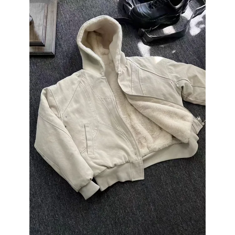 美式哈灵顿座山雕加绒加厚棉服夹克男女生秋冬季cleanfit重磅外套