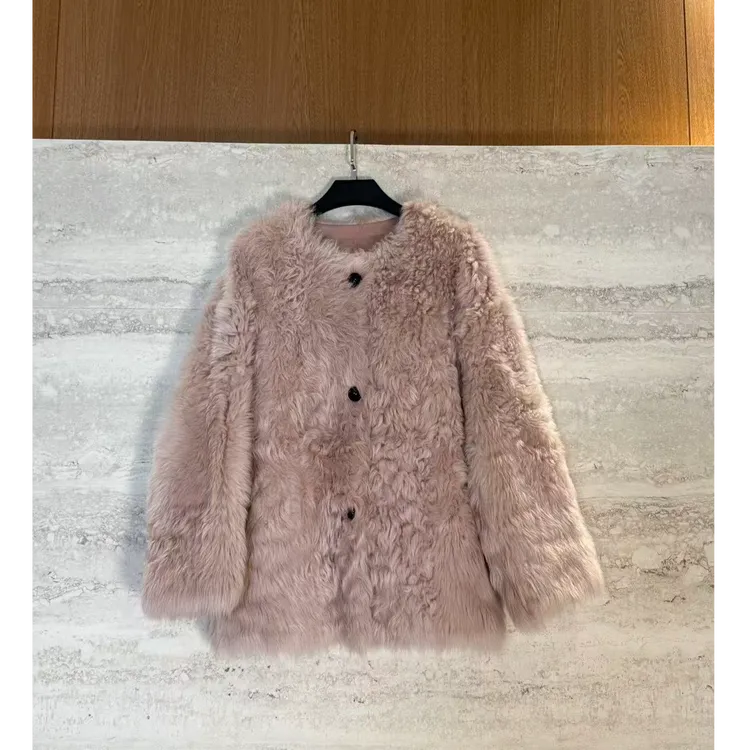 TANTAN 气质短款秋冬圆领羊皮毛一体外套3862 