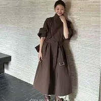 208•长款包包风衣 WT# 东大门立领长款收腰绑带包包风衣外套•