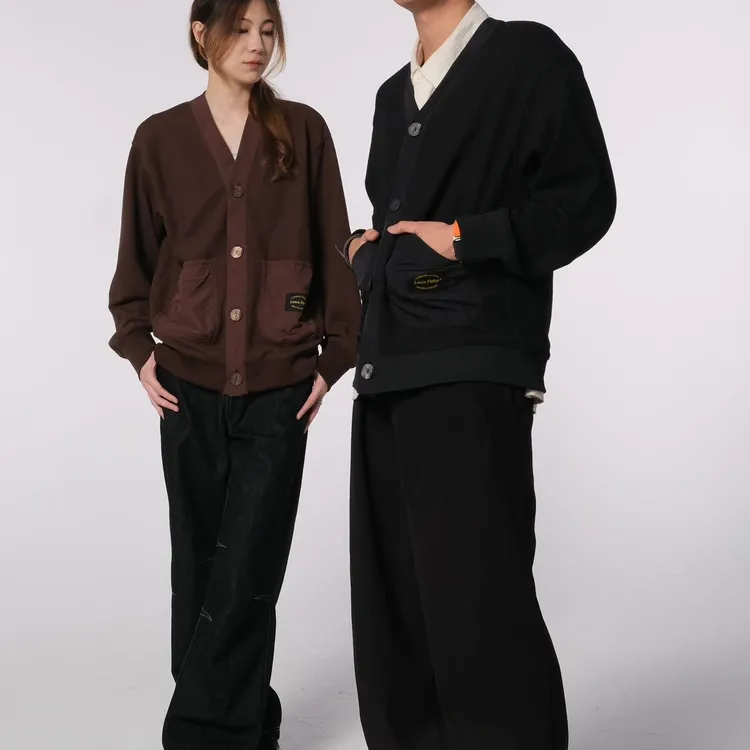 高克重春秋季新款男士宽松V领大口袋休闲卫衣开衫外套 5255