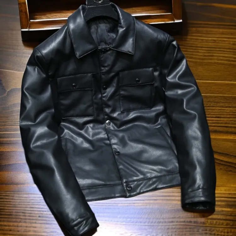 维斯克纳男士短款皮衣羽绒服冬季新款潮流休闲百搭保暖防寒外套男