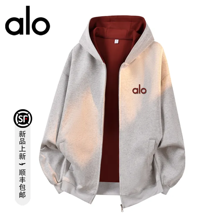 alo潮牌 休闲连帽百搭保暖时尚卫衣外套情侣款开衫款秋季宽松上衣