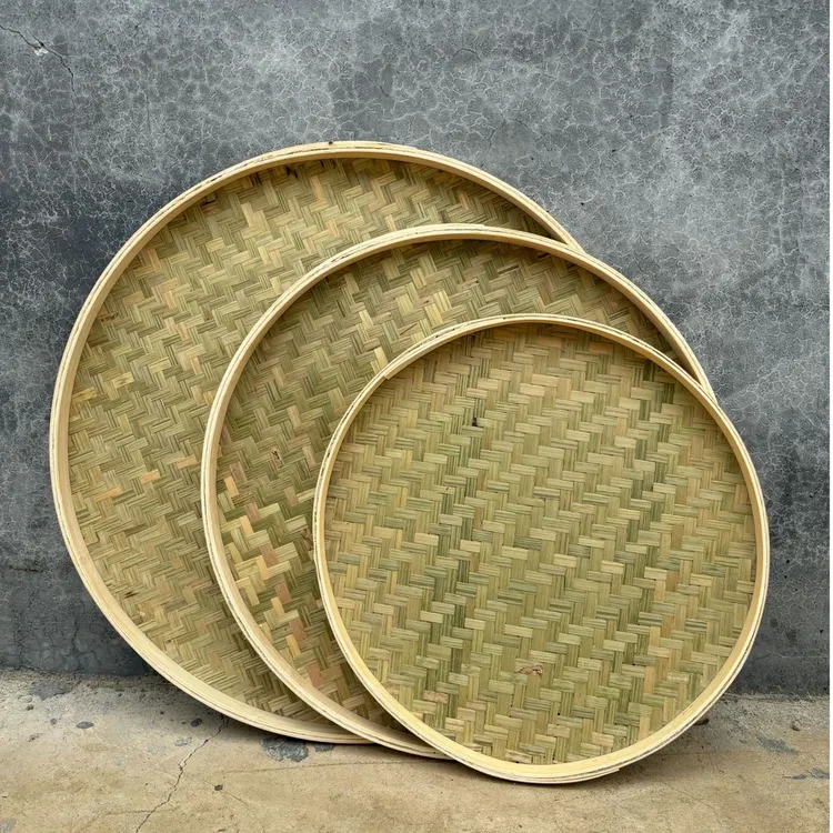 手工编织竹青竹筛子圆形竹编制品簸箕家用篮竹编簸箕老式老款无孔