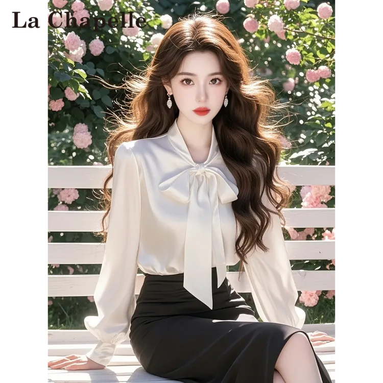 拉夏贝尔衬衫女款爆款2025网红洋气女衬衣女款爆款2025新款正品