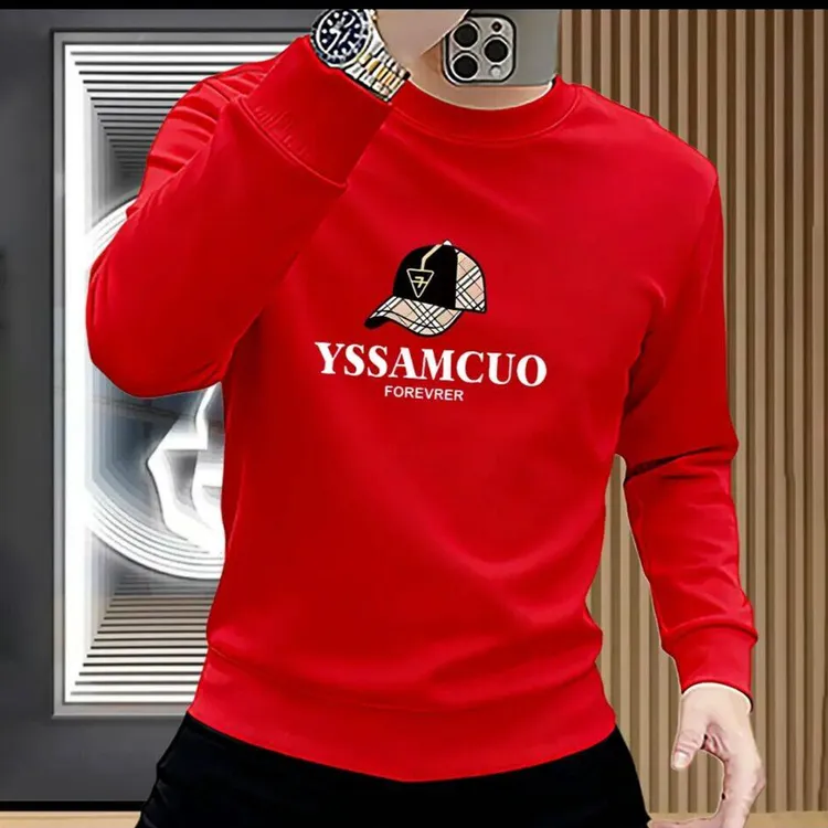 新款爆款男式加绒加厚秋冬季潮牌长袖男士卫衣圆领时尚百搭男上衣