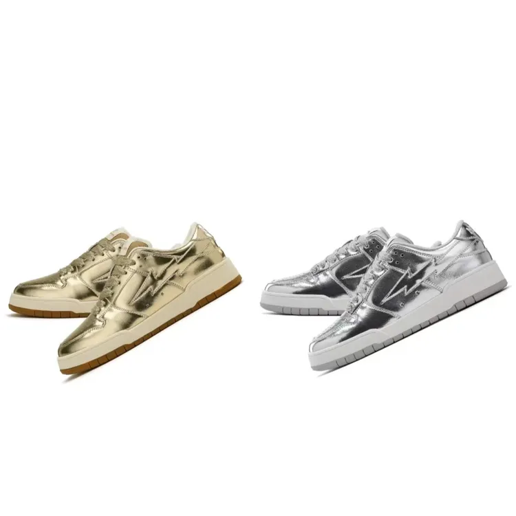 闪电液态经典金银2025低帮潮流时尚百搭休闲运动板鞋男女同款