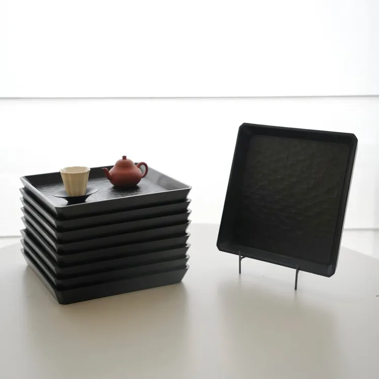 VAST无垠器皿梯形茶盘日式黑色甜点托盘简约ins家居装饰烘焙餐盘