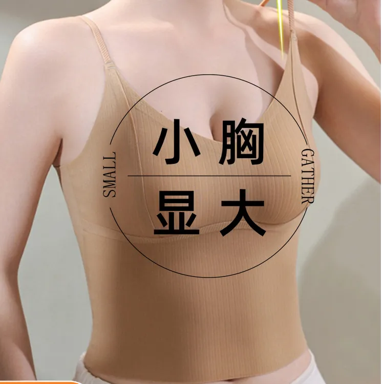 带胸垫加厚吊带背心女美背文胸内搭小胸平胸专用聚拢显大一体外穿
