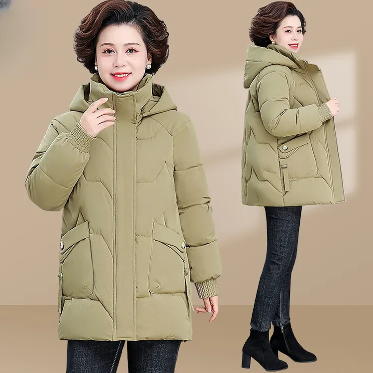费格雷妈妈冬装时尚棉服爆款新款棉衣中老年女款加厚外套保暖棉袄