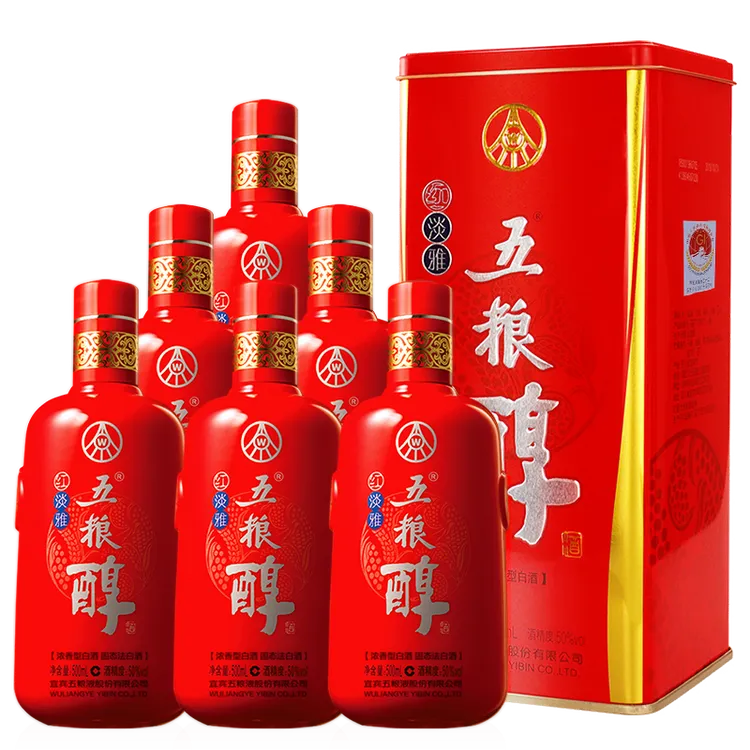 五粮醇红淡雅 浓香型白酒 五粮液股份出品 50度500ml*6瓶