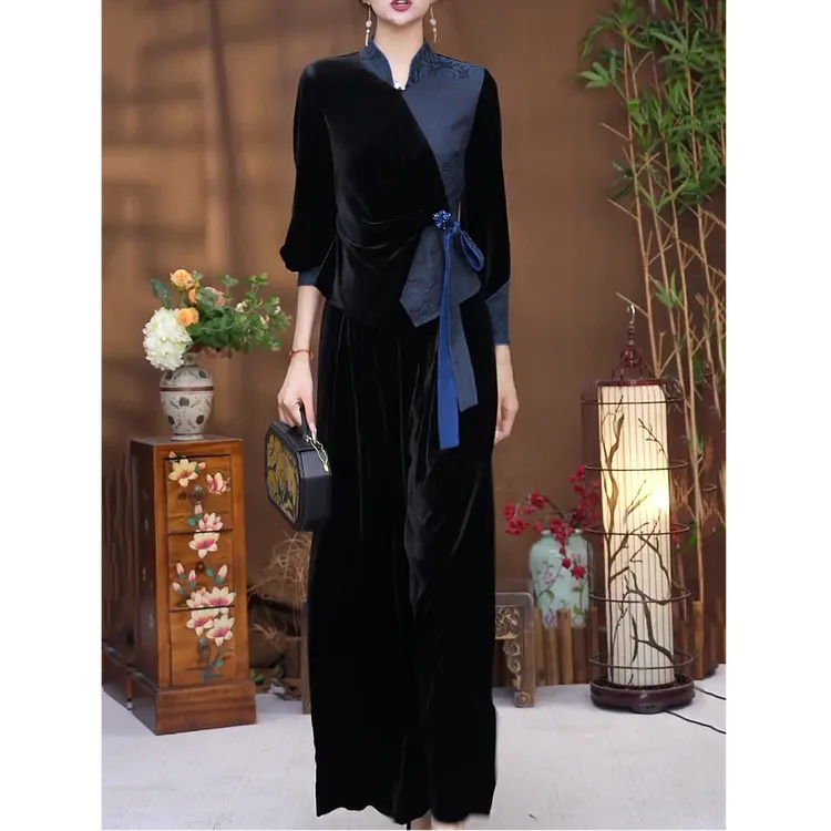 新中式时尚复古套装女2025秋季新款高档洋气收腰显瘦衬衫+长裤