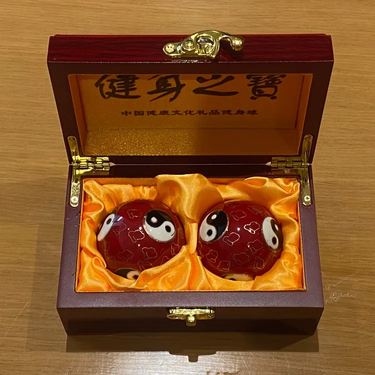 【福利款】景泰蓝健身球红太极八卦图案掐丝珐琅手工创意礼品手把件
