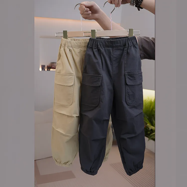 儿童秋季新款休闲长裤男童韩版长裤中大童多口袋工装裤女童百搭款