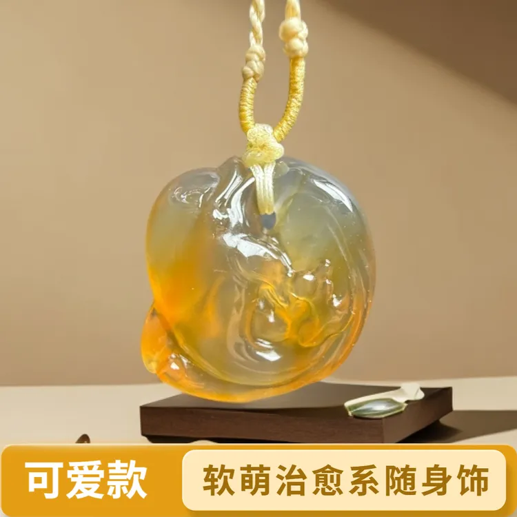 天然玛瑙萌趣小海豚挂件 温柔萌系配饰软萌治愈系