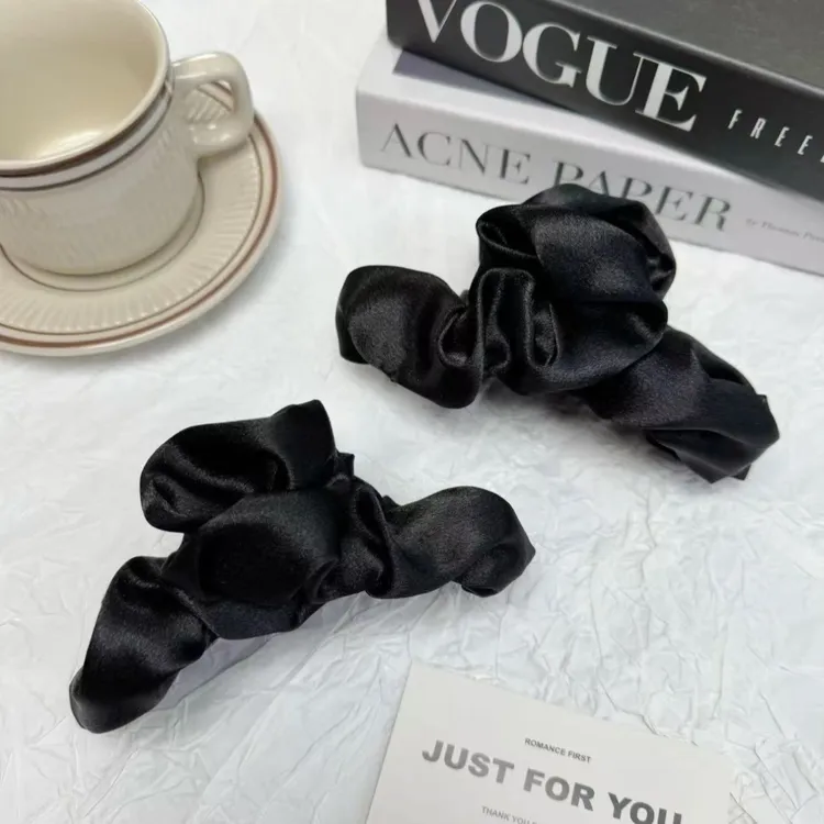 轻奢闪光褶皱小抓夹气质网红发夹女时尚百搭发卡复古法式发饰