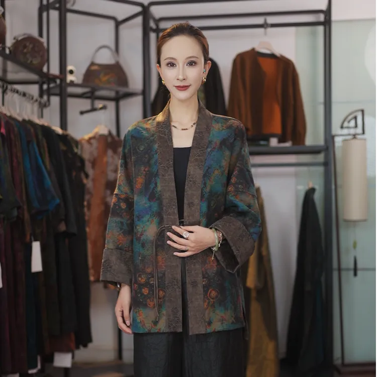 【彩墨流纹上衣】国风新中式大气复古外套62-116彩墨流纹上衣