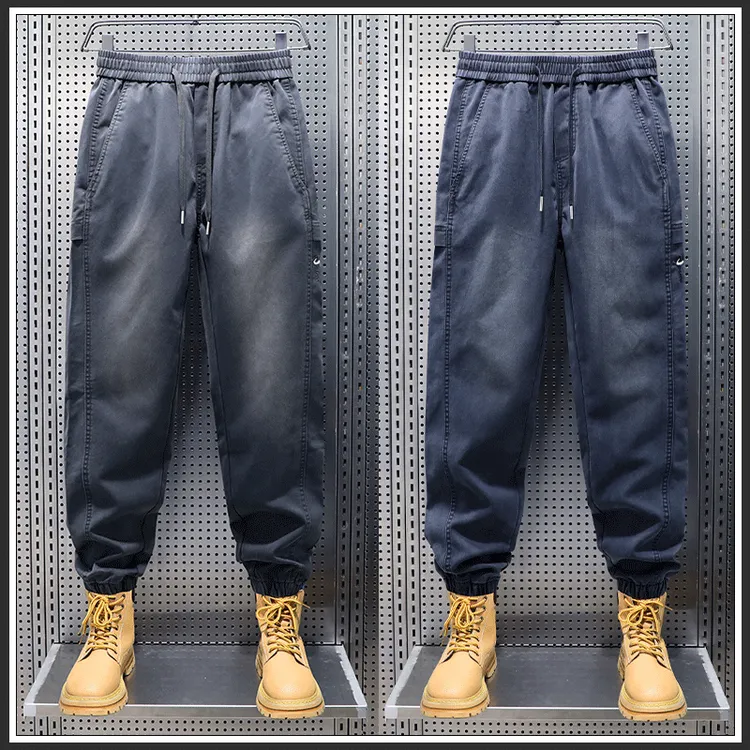 AOPAISHARK/奥派鲨秋季男款莱赛尔常规抽绳休闲裤早秋百搭哈伦裤