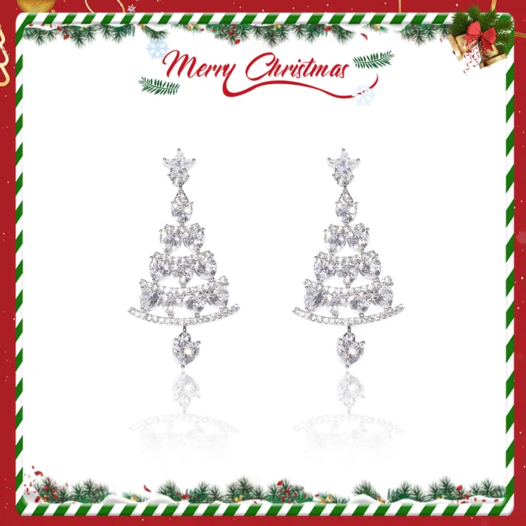 铜合金耳饰 圣诞树圣诞耳环女秋冬小众轻奢高级感耳钉耳饰耳坠潮 