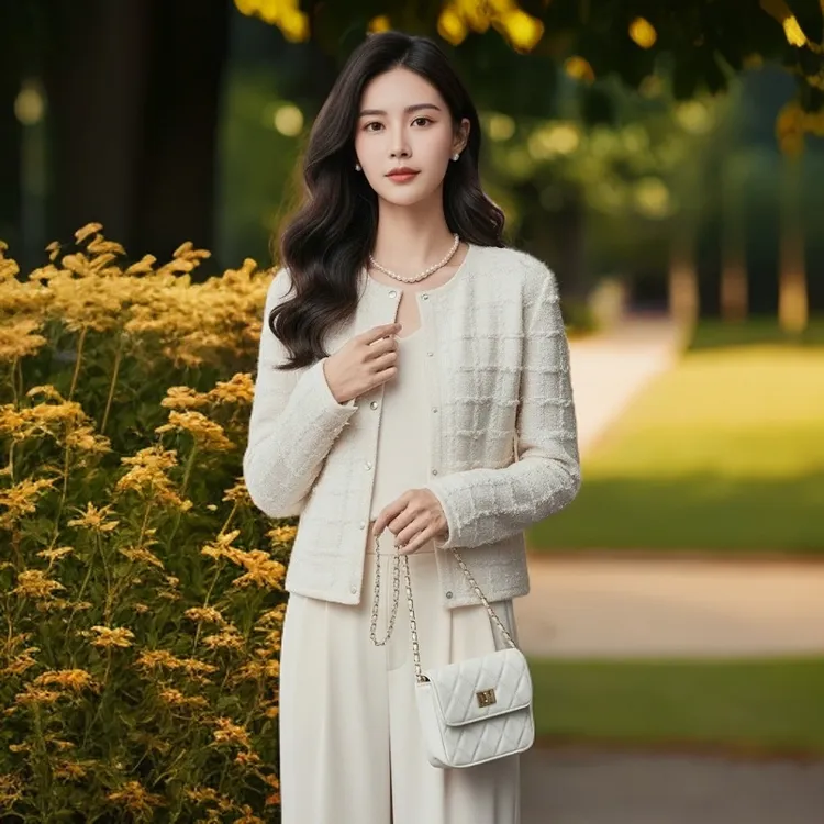 哥弟26年新款小香风外套法式时尚提花短款圆领小香风上衣1400512