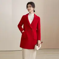 DE2602中式国风盘扣娃娃领气质修身显瘦毛呢中长款绵羊毛大衣女
