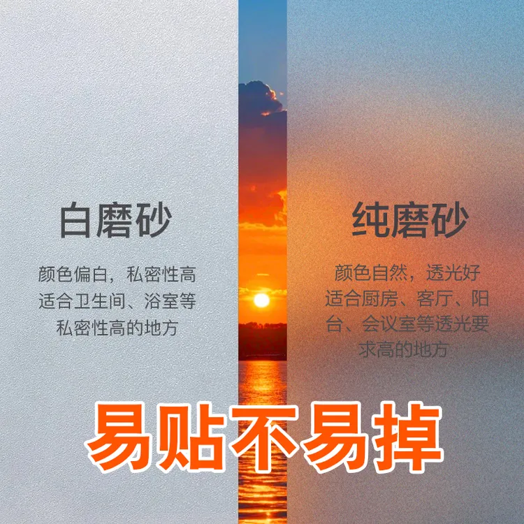 邦臣带胶和静电防窥隐私膜卫生间窗户磨砂贴膜办公室玻璃贴膜