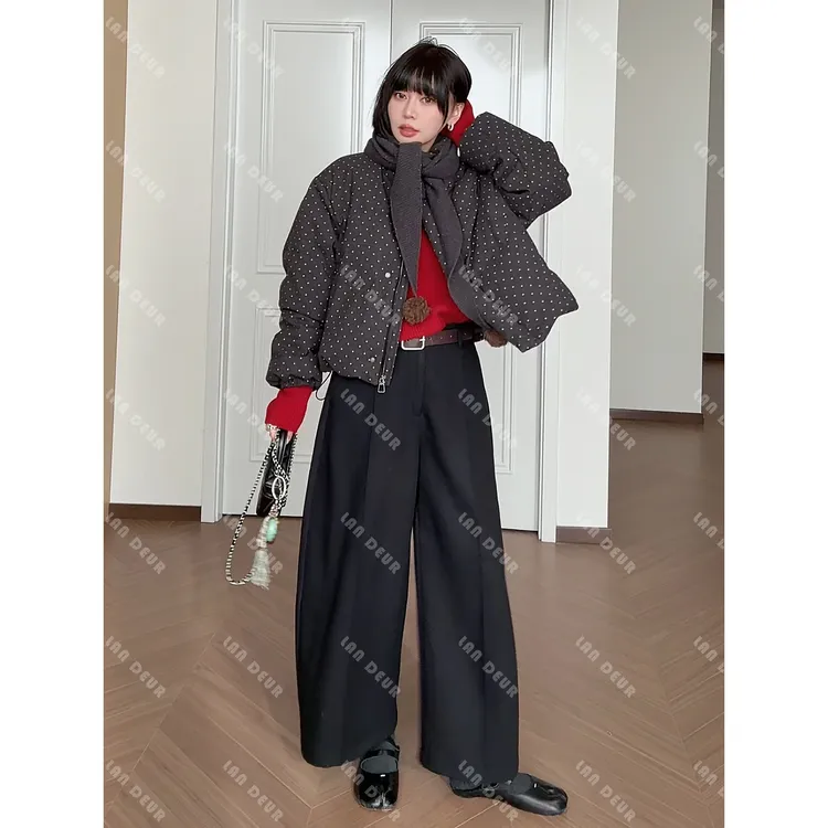 JIUJIU【胶囊衣橱】老钱风宽松阔腿裤秋冬松弛感休闲裤子女